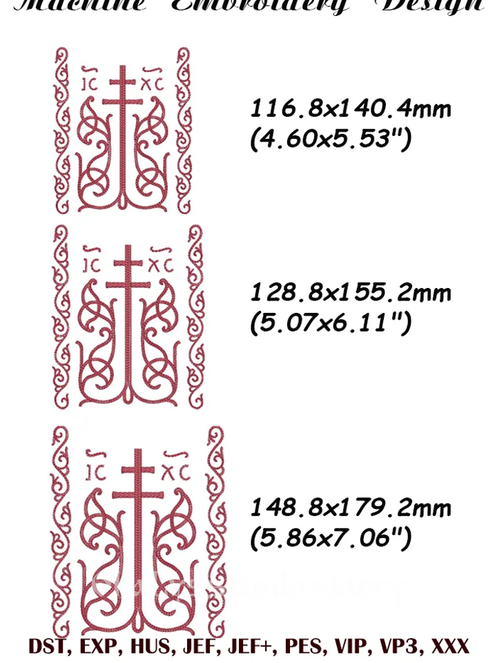 Medieval Christian cross embroidery design