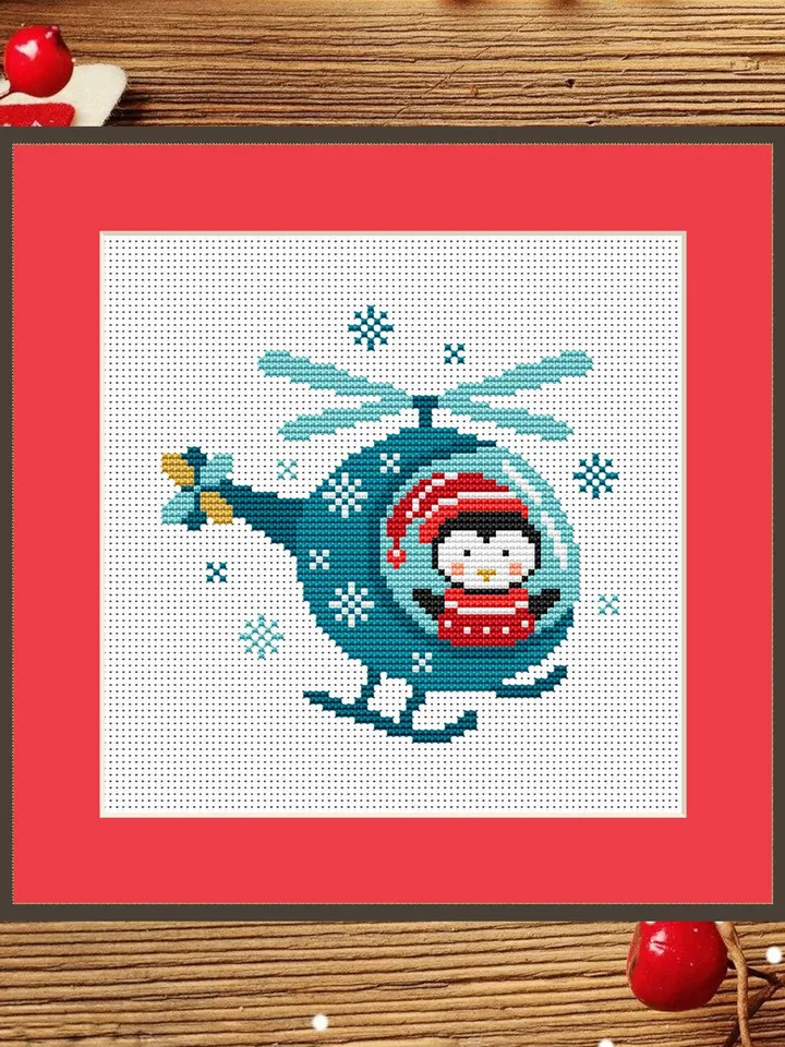 Christmas Penguin Cross Stitch Pattern, Merry Christmas Cross Stitch Pattern, Christmas Animals Cross Stitch Pattern, Penguin #hld018