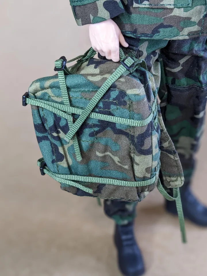 Military-style camo backpack for 12-inch fashion male dolls
