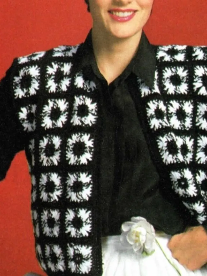 Cardigan granny square crochet pattern, jacket granny squares crochet pdf