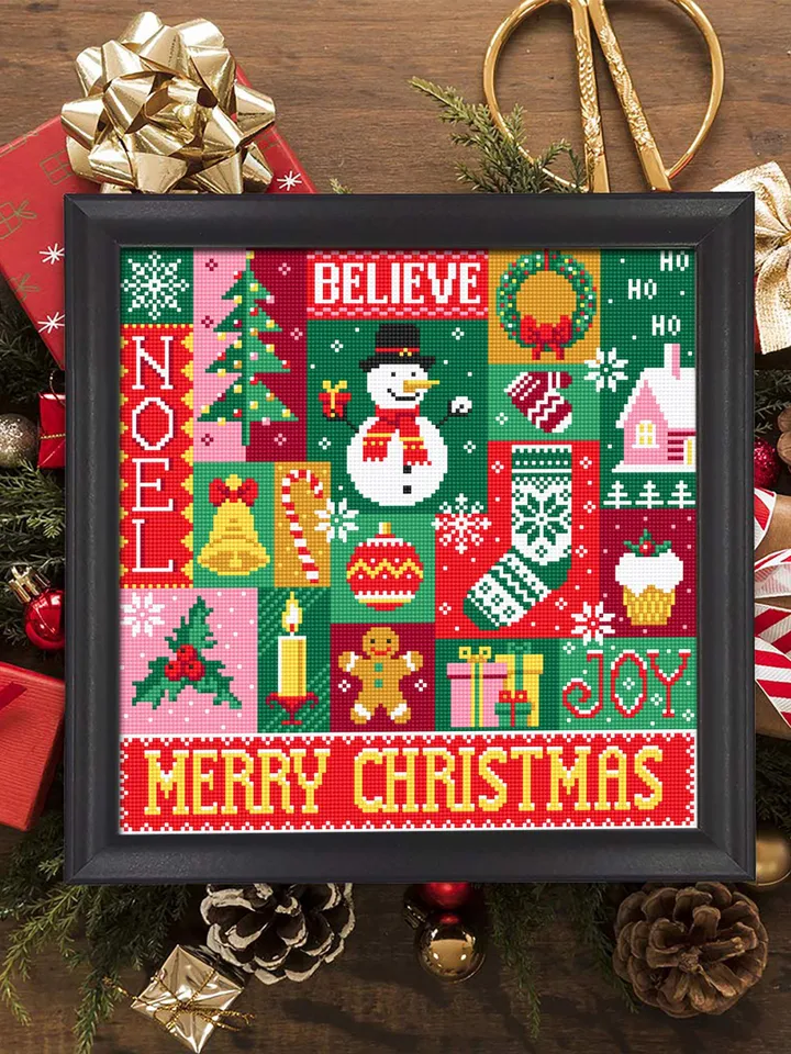 Christmas sampler cross stitch pattern PDF download Xmas cross stitch chart, Merry christmas pattern digital PDF, Christmas ornament #N143