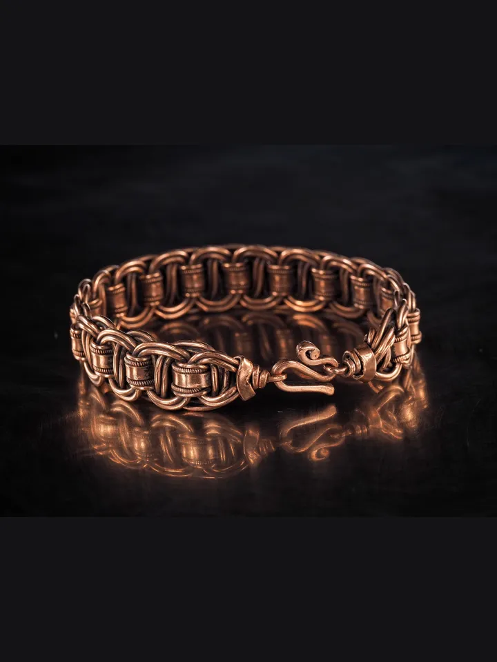 Woven copper wire bracelet Antique style handcrafted copper jewelry Unique gift