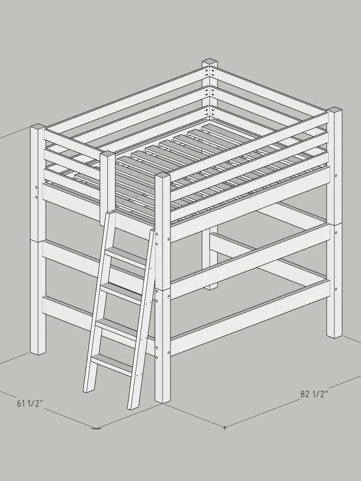 DIY PDF Loft Bed Plans - Full Size Loft Bed Frame Tutorial & Easy Build Guide