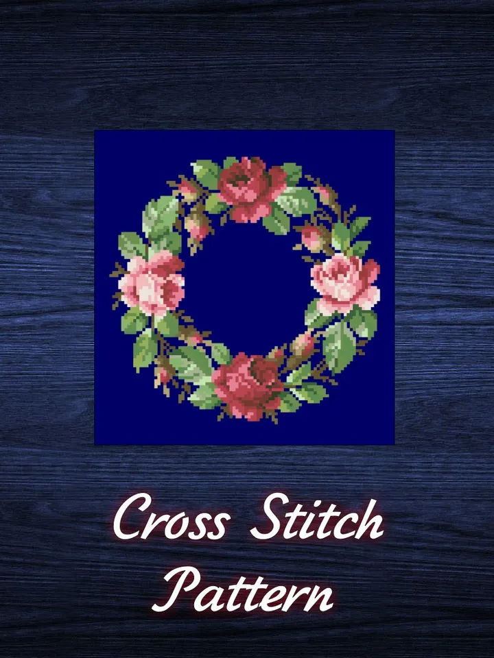 Antique Cross Stitch Pattern Flower Crown Antique Wreath Digital Download PDF