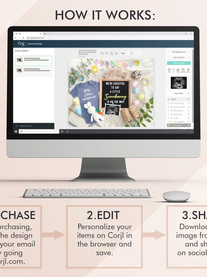 Easter Baby Announcement Digital, Bunny Pregnancy Announcement Template for Social Media, A little Somebunny is on the Way