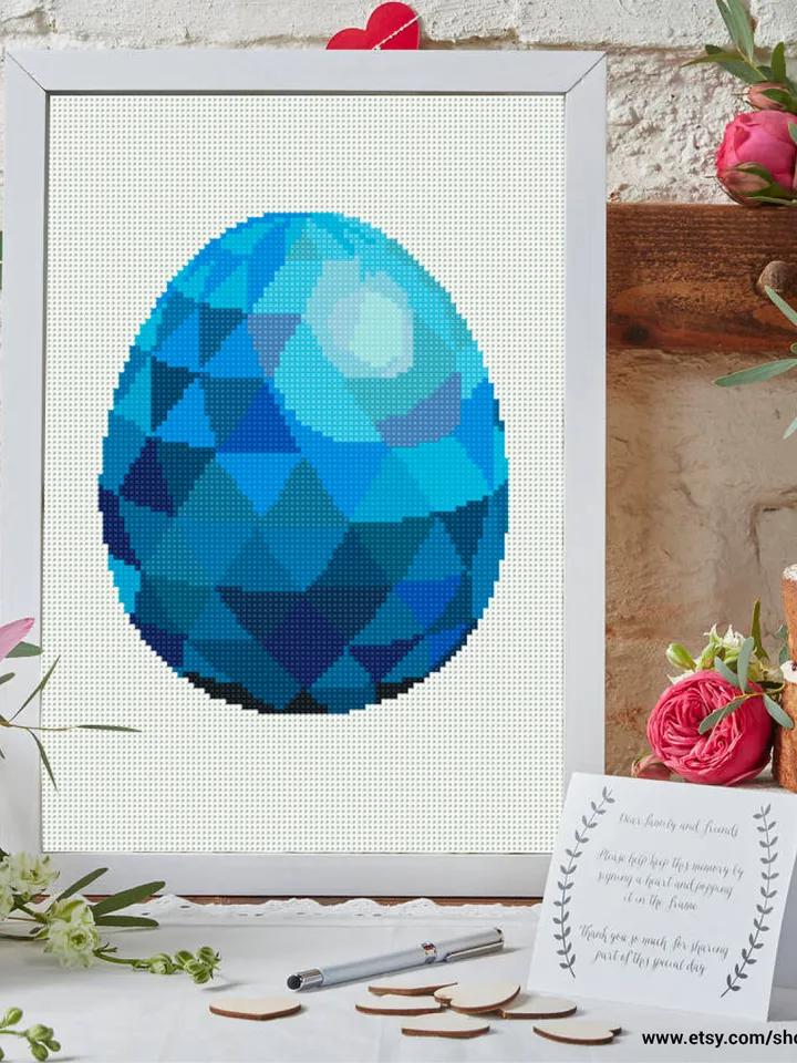 Polygonal Easter Egg Cross stitch pattern | Embroidery Pattern | Instant Download | Embroidery Designs