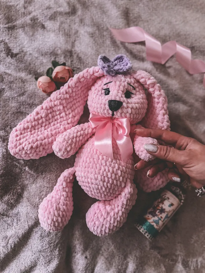 Pink soft Bunny, rabbit doll, stuffed animal, bunny with long ears, cute birthday gift