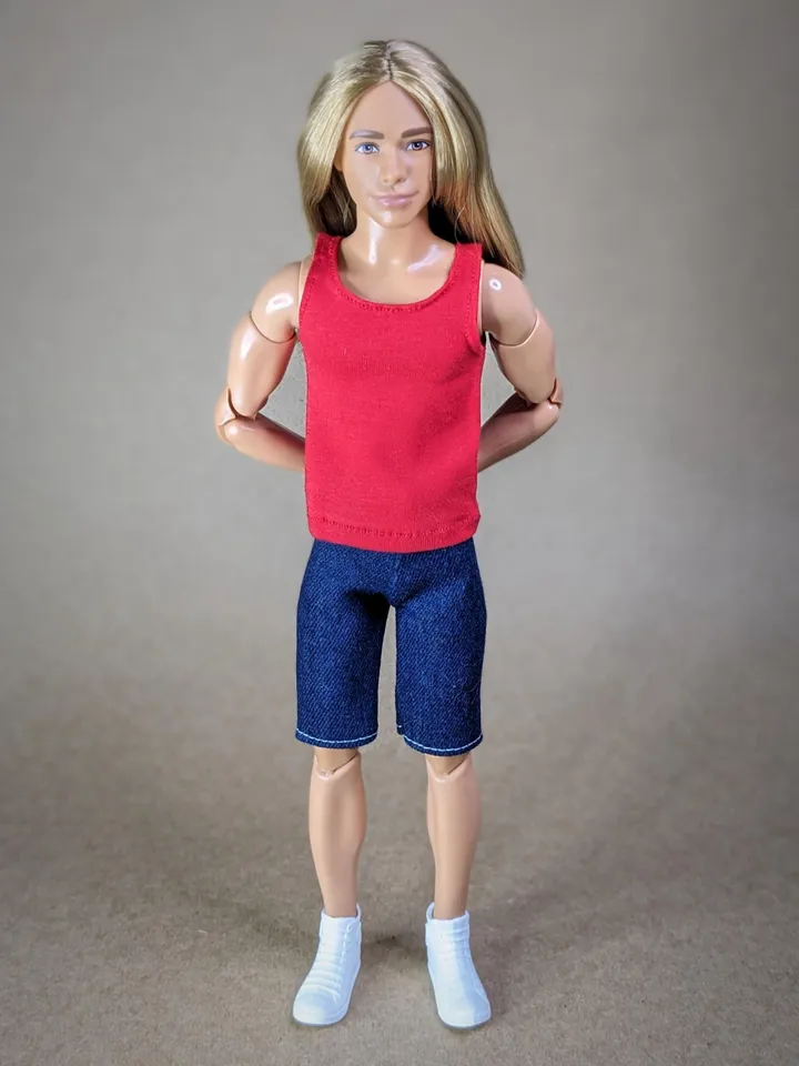 Red tank top for 12 inch fashion male dolls