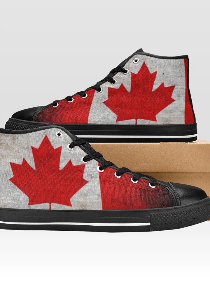 Canada Canadian Flag Shoes, High-Top Sneakers, Handmade Footwear