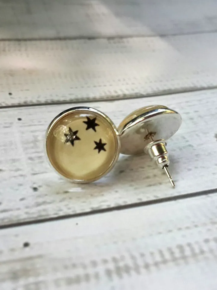 3 stars Harry Potter Earrings, Three stars HP studs recycled