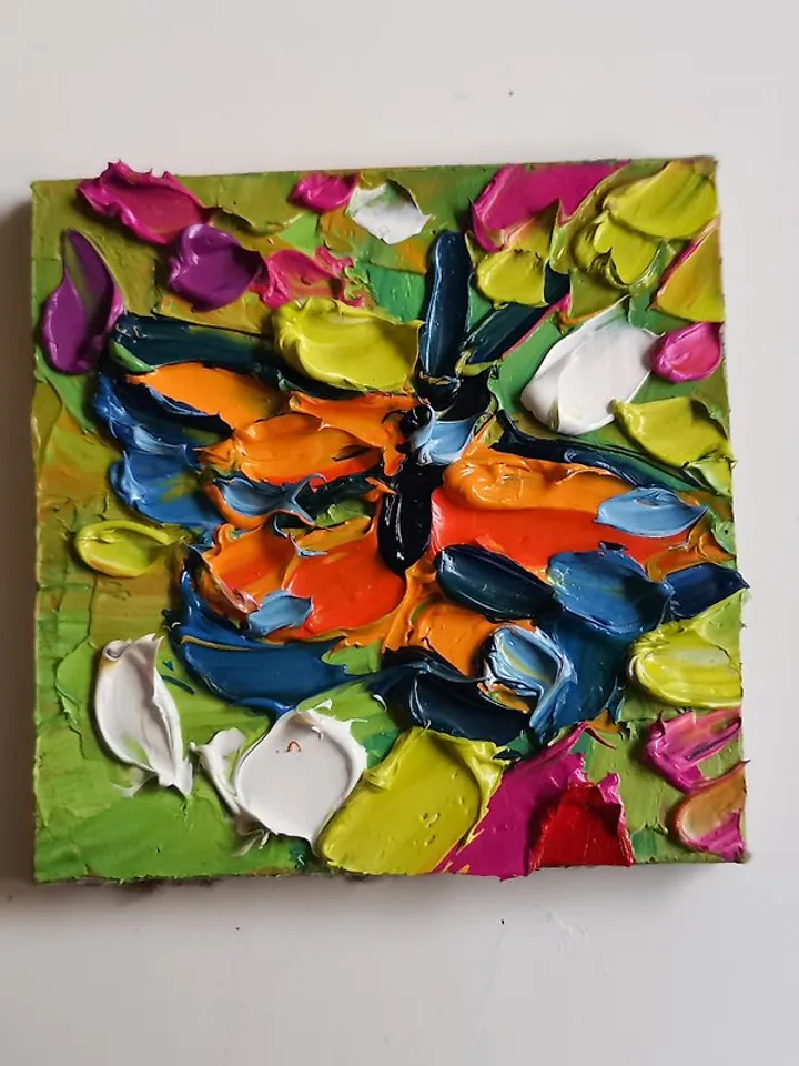 Monarch Butterfly Painting Original Art Small Impasto Oil Painting