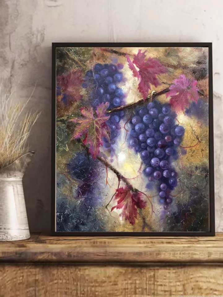 Grape Original Painting Fruits Oil Painting Still life Grape Wall Art