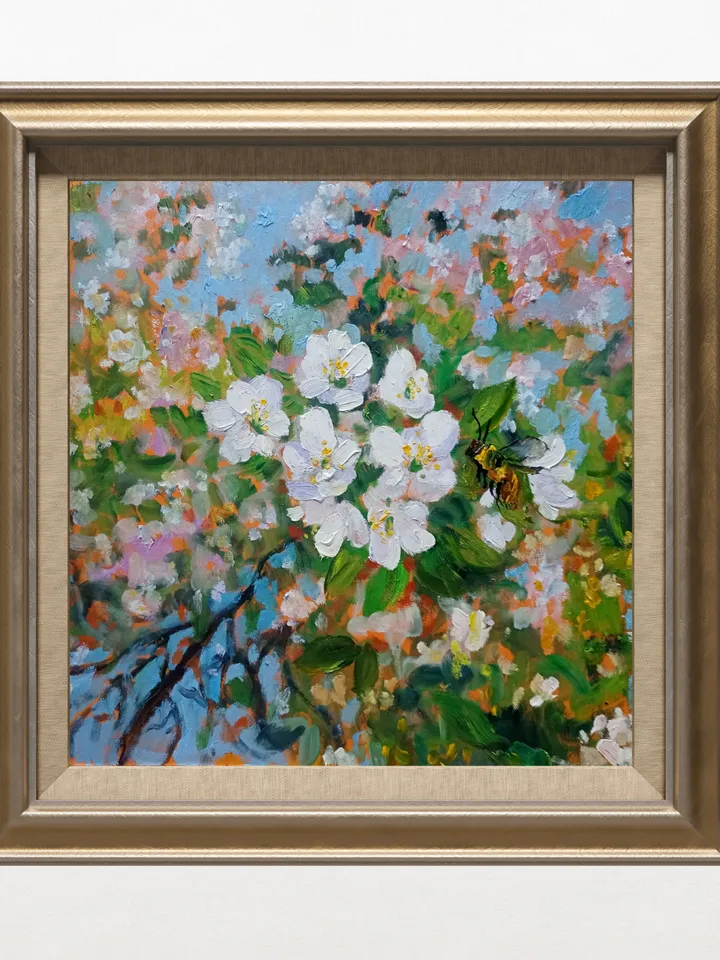 Oil painting "Spring in my garden"Cherry flowers Author's original Personalized Gifts Unique home decor Personalized home decor Custom decor
