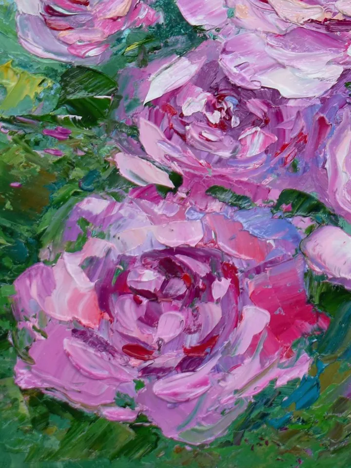 Peony oil painting Flower artwork Pink Peones wall art Froral Original Art by Juliya JC