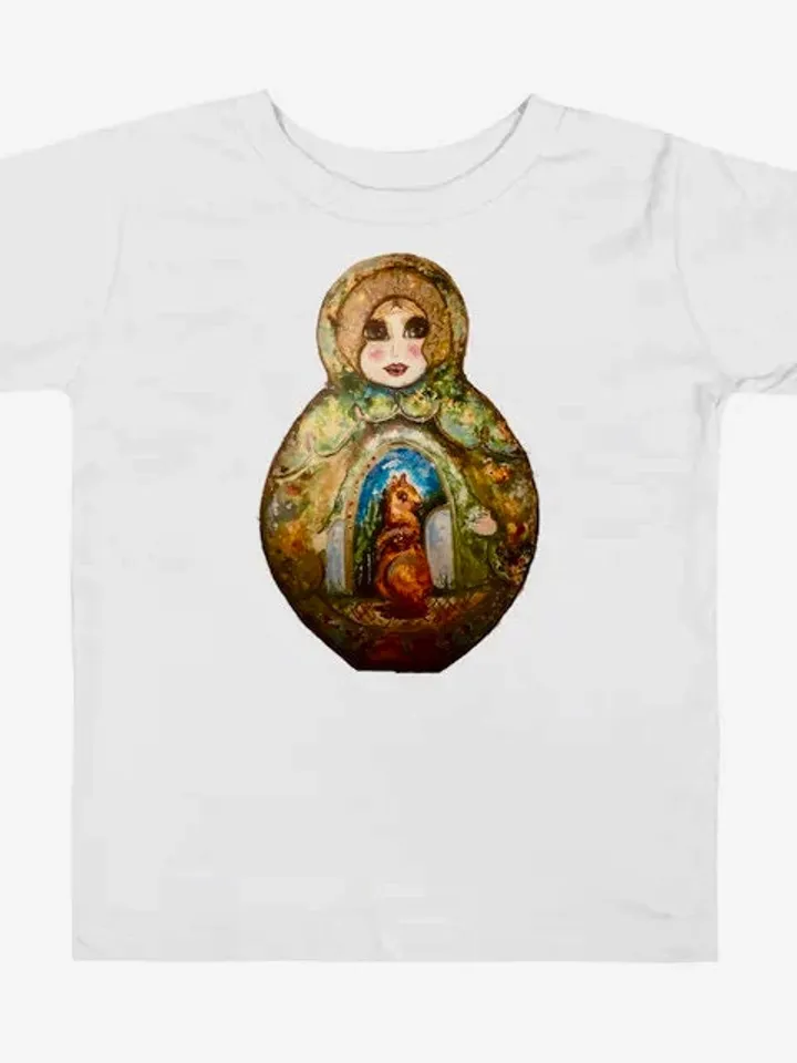 Squirrel Toddler Short Sleeve Tee ,made with my original squirrel watercolor painting,unique handmade gift for children