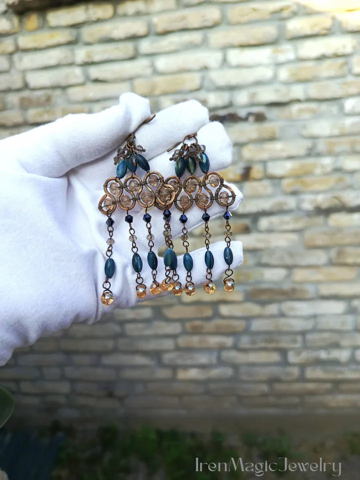 Boho Copper Earrings in Earthy Colors