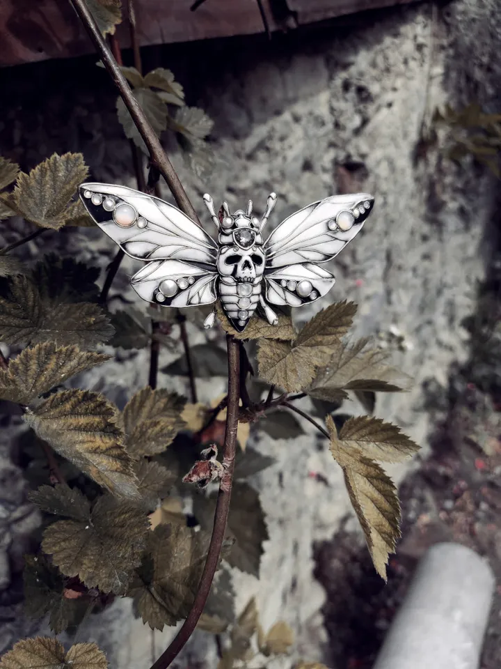 Moth brooch, Gothic moth, Moth jewel, Gothic Moth pin, Art Deco brooch