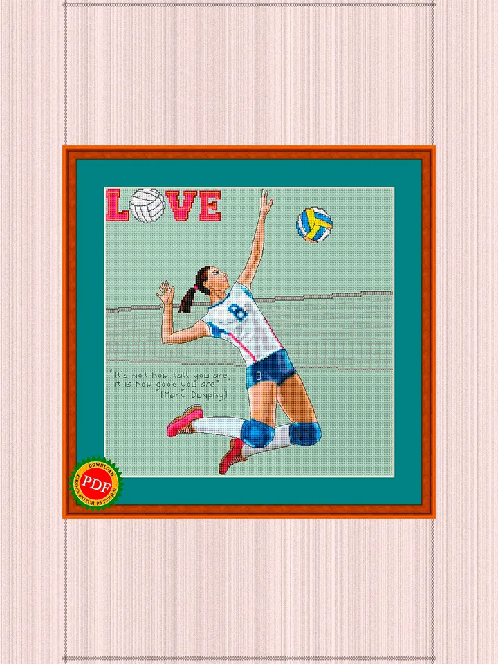 Volleyball Cross Stitch Pattern | Volleyball player
