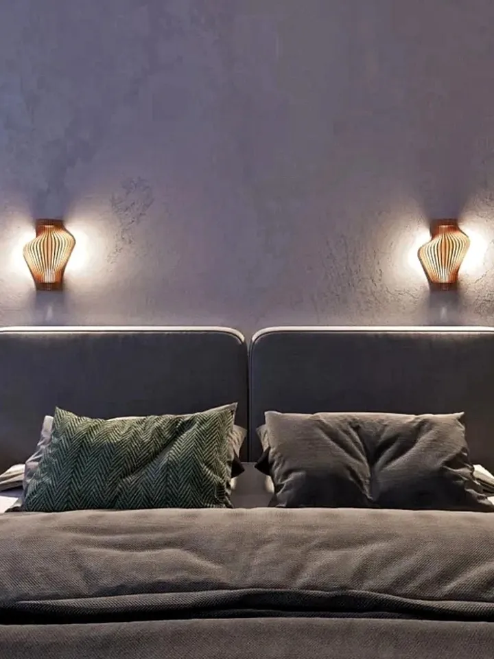 Wooden LED wall lamp made of natural, environmentally friendly wood — birch