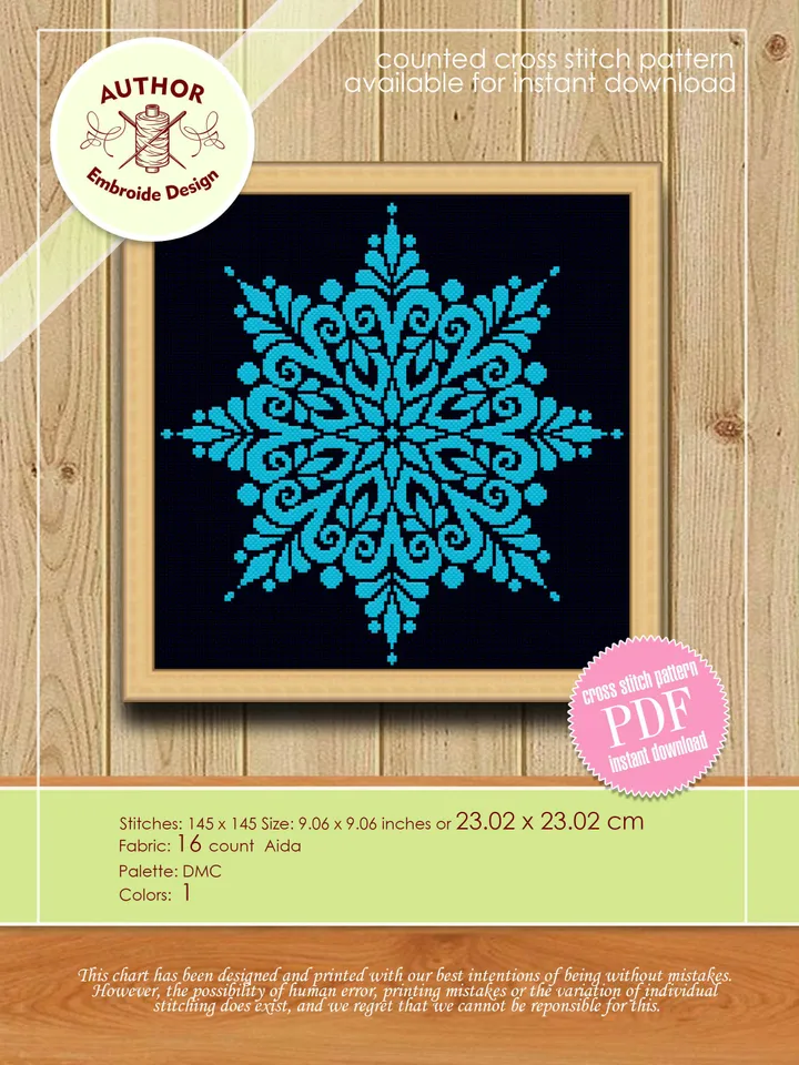 Mandala set cross stitch pattern PDF, Flower mandala cross stitch chart, Mandala pattern digital download PDF, Easy cross stitch pillow #S41