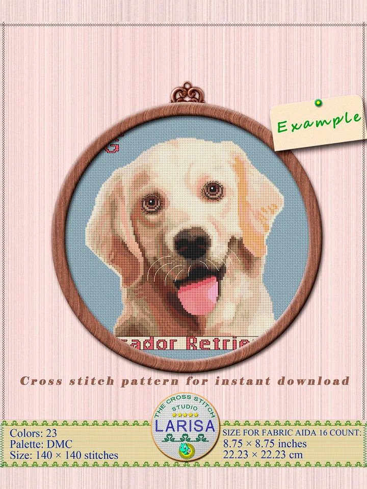 Labrador Cross Stitch Pattern | Yellow Lab