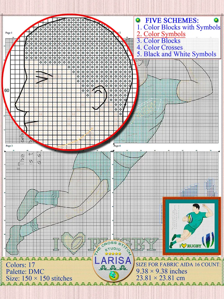 Rugby Cross Stitch Pattern | Rugby Union | Rugby Player