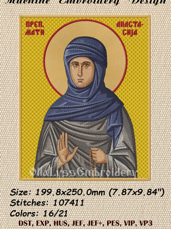 Saint Anastasia of Serbia embroidery design