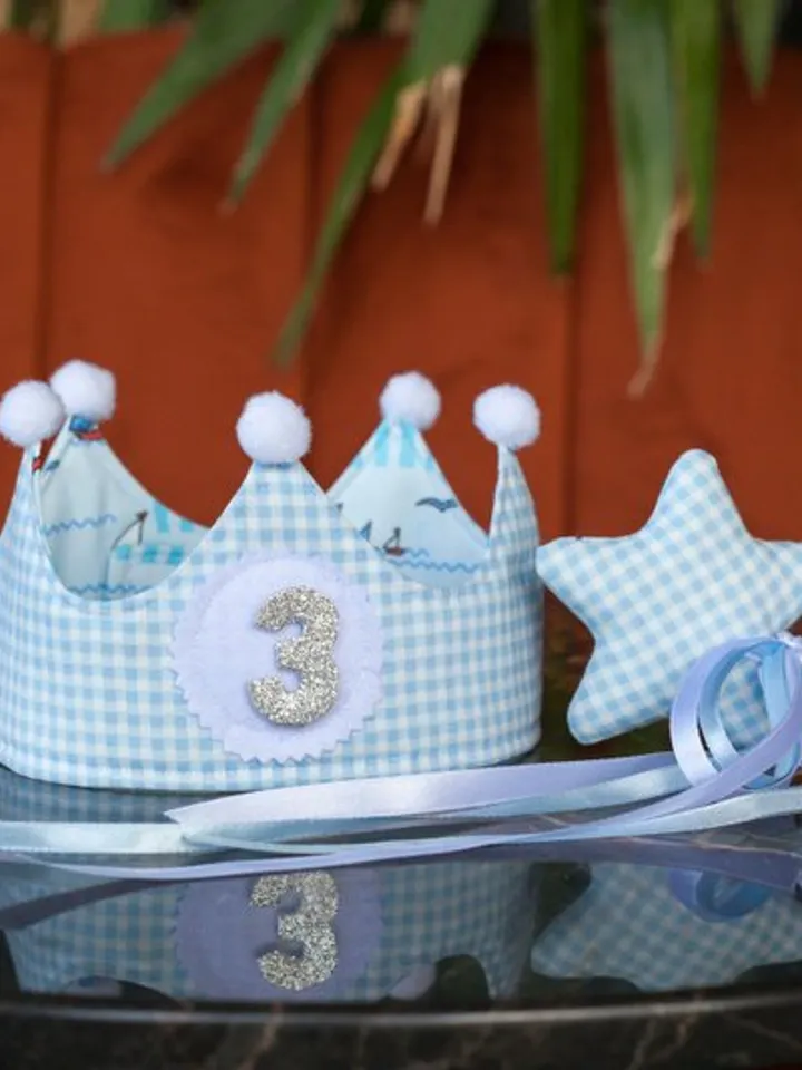 Blue Kids Birthday Crown & Fairy Wand