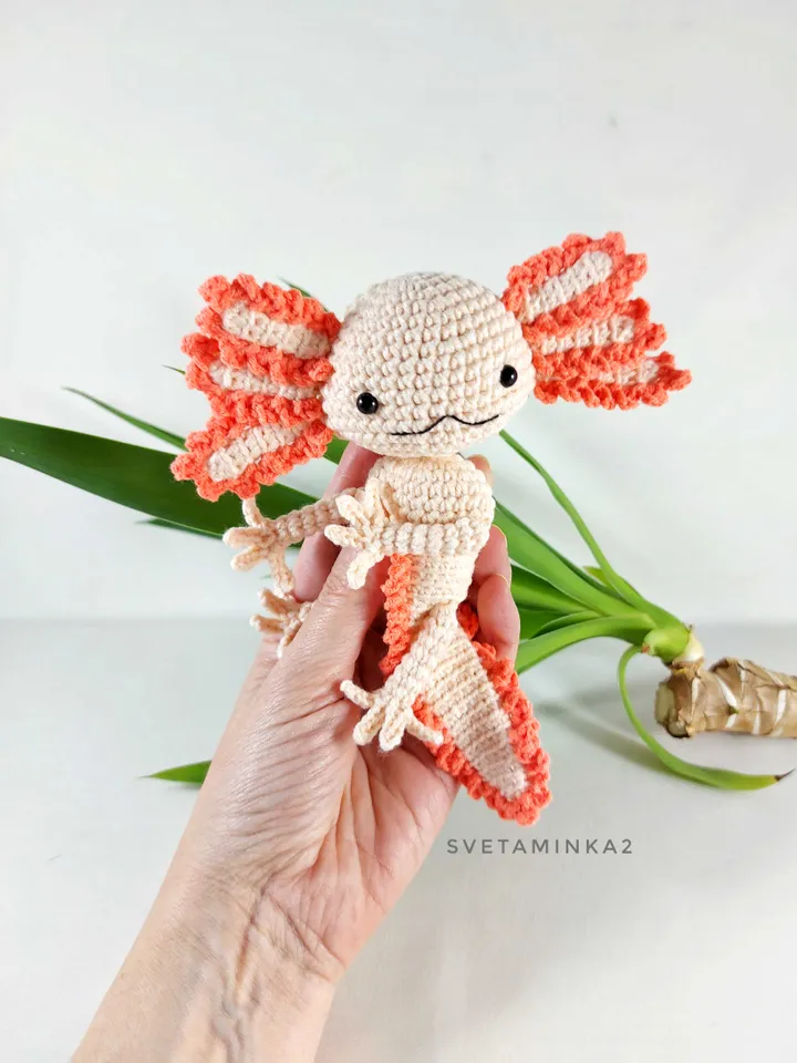 Axolotl Crochet Pattern Amigurumi Toy. Digital Download. PDF.