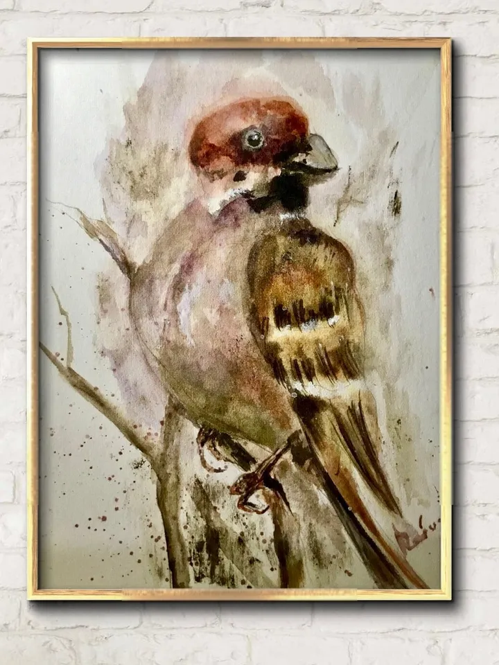 Bulfinch bird original watercolour painting,unique handmade gift,home decoration,birds painting,small paintings wall decoration.