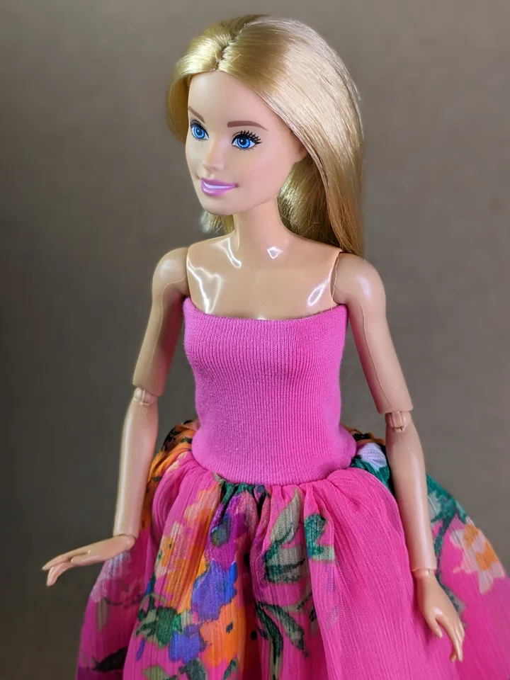 Handmade pink maxi dress for 1/6 scale fashion female dolls