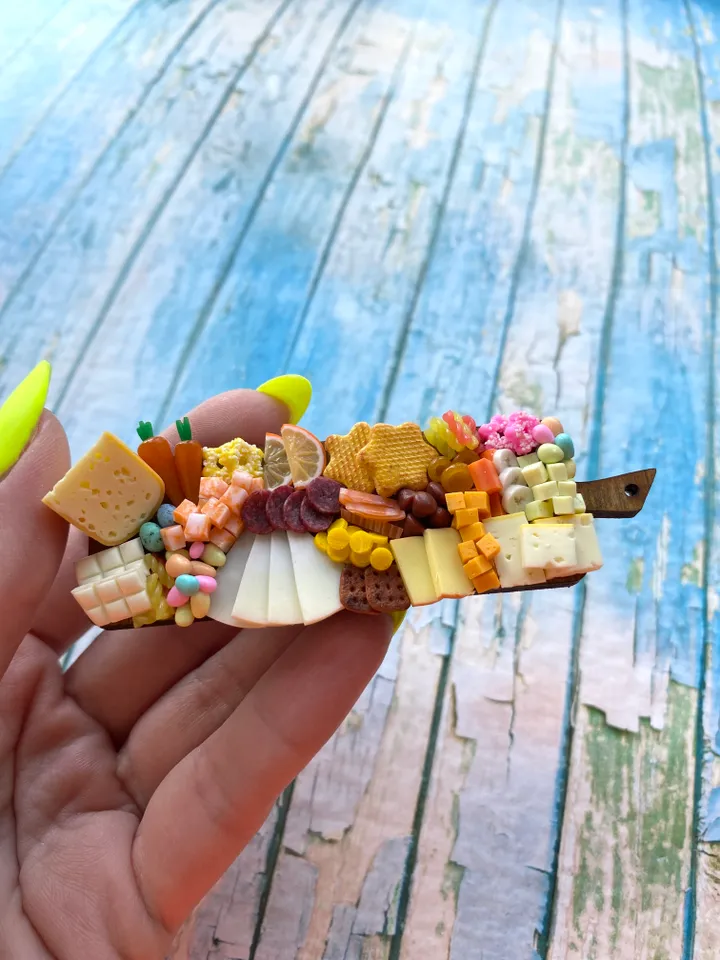 Magnet Miniature Easter Charcuterie Board with Polymer Clay