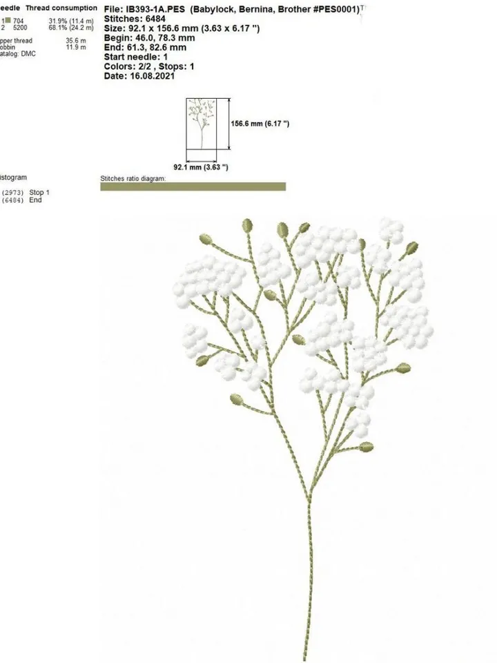 Gypsophila set machine embroidery design applique pattern digital embroidery pattern home and clothing décor embroidery motif floral design