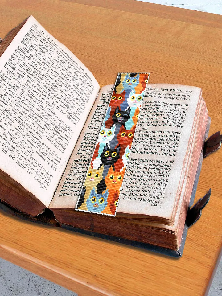 Cat bookmark cross stitch pattern PDF download Funny cats cross stitch chart, Modern handmade bookmark digital PDF, Cat lover gift #B199