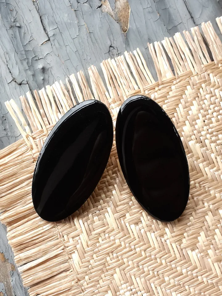 Wooden Earrings, Black Earrings, Oval Earrings, Big Earrings, Lightweight Earrings