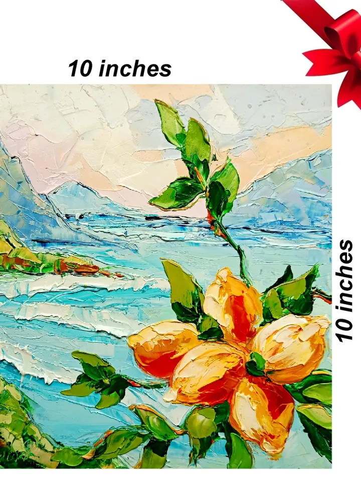 Italy Painting Lemon Original Art Impasto Oil Painting Coastal Painting Seascape Painting Sorrento Abstract Italy Painting by ArtProkopaloSv