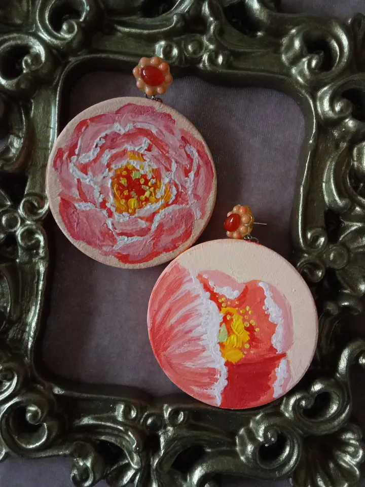 "Pink peony" earrings
