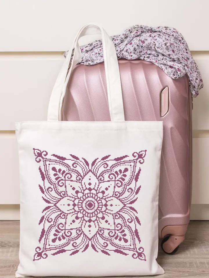 Flower cross stitch pattern PDF download Mandala cross stitch chart, Flower mandala pattern digital PDF, Floral ornament embroidery #M208