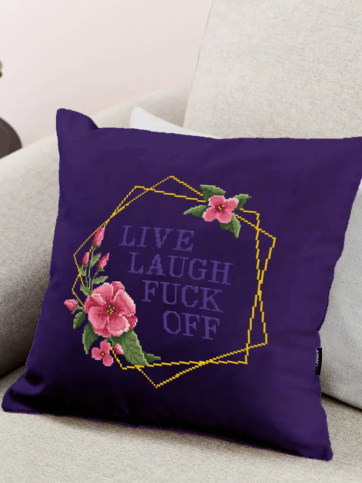 Framed quote cross stitch pattern Live laugh fuck off Instant download PDF, Floral frame cross stitch, Funny home decor, Adult stitch #Q12