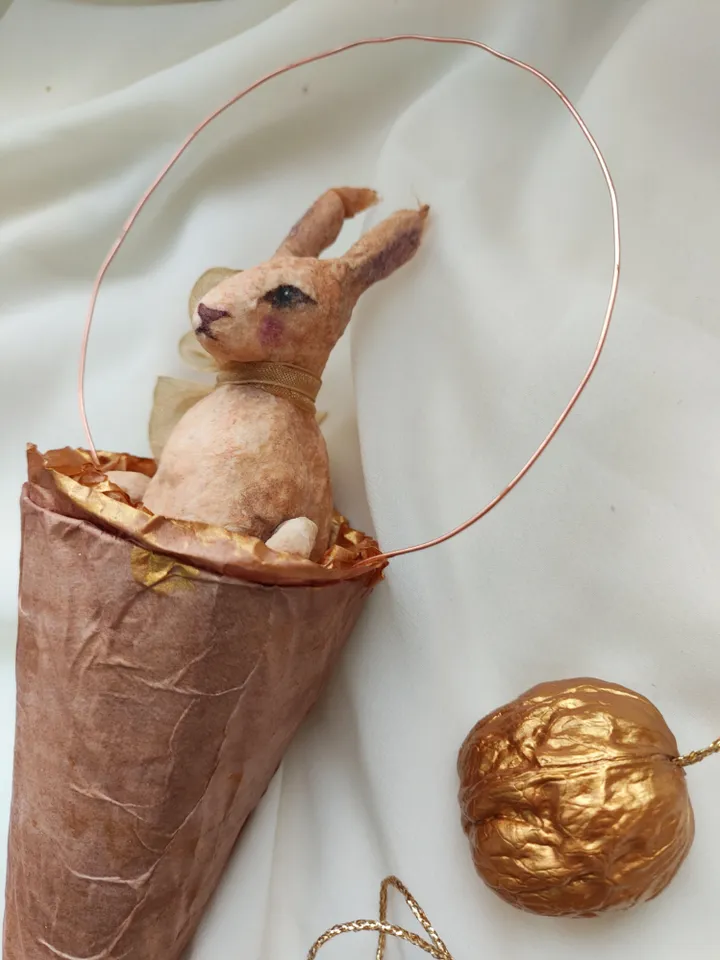 Victorian style Christmas ornament.Rabbit toy