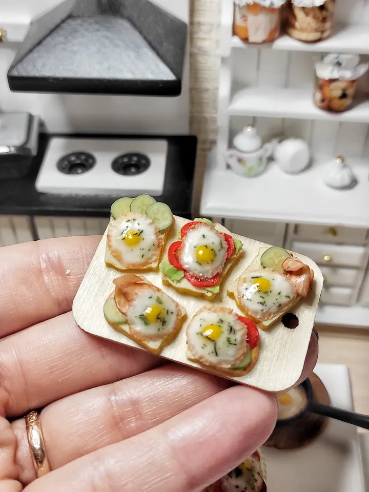 Realistic food, sandwich, 1 12 scale, Breakfast for dolls, miniature, gift, food for dolls, dollhouse food, mini food