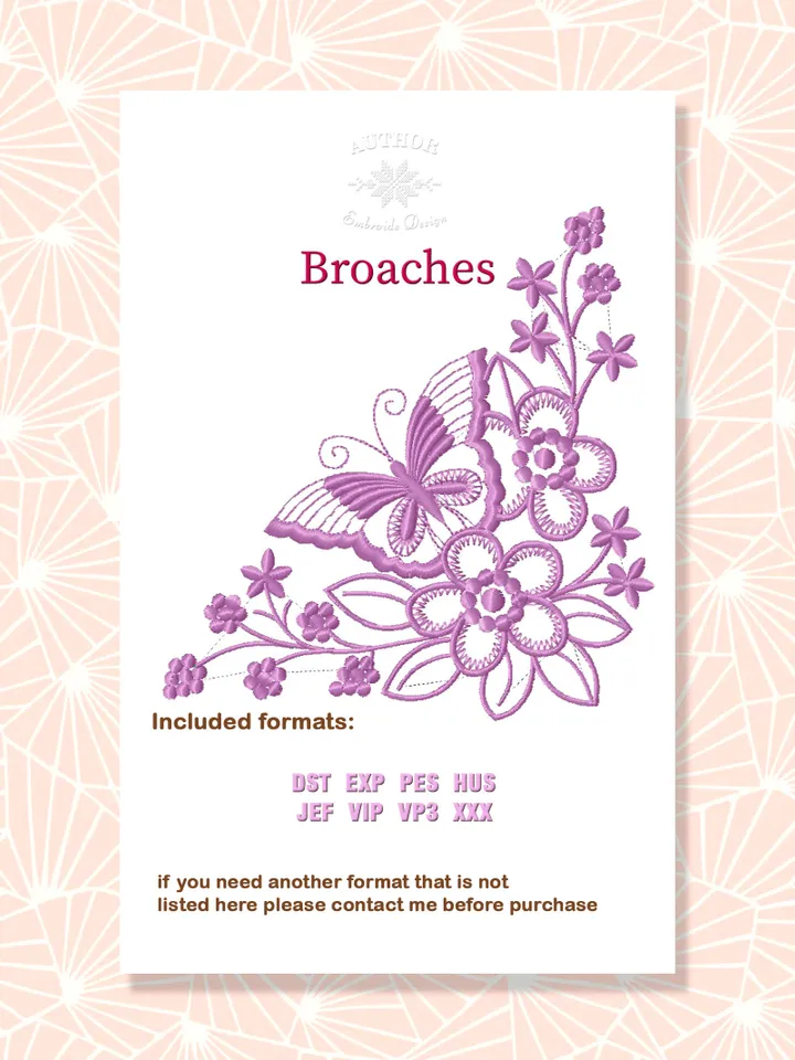 Floral corner embroidery designs Machine embroidery pattern 4 sizes, Embroidery files flower arrangement, Butterfly applique #R15