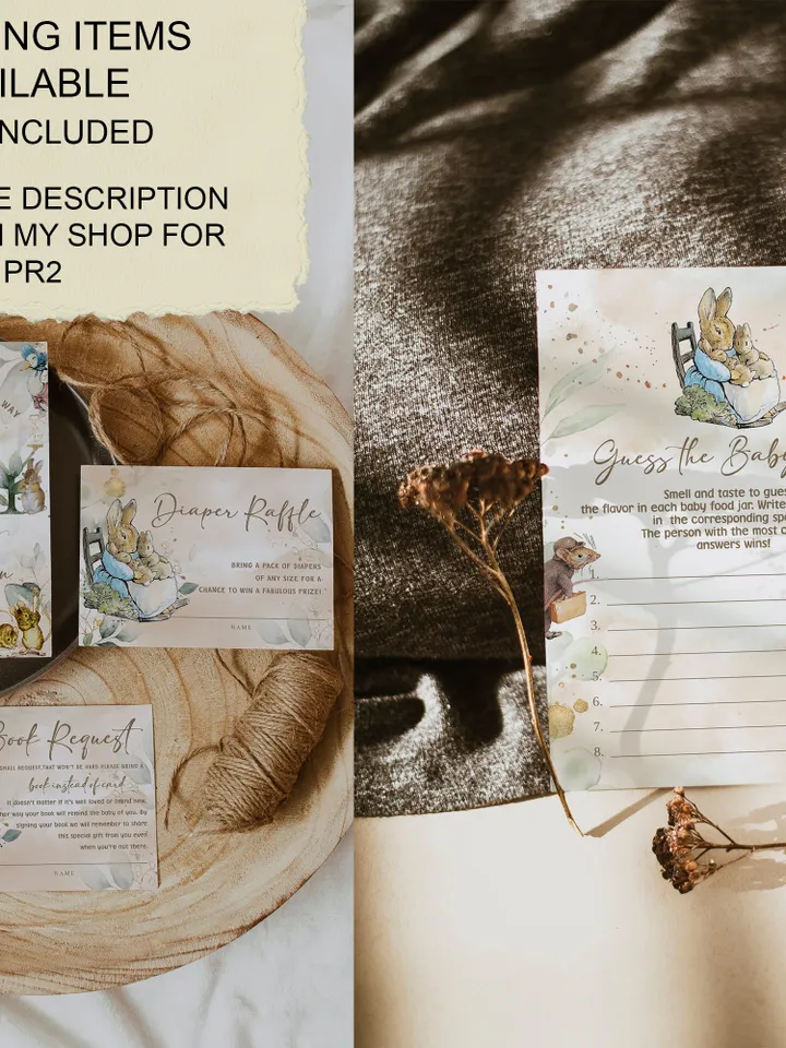 Peter Rabbit Baby Shower Games; Peter Rabbit Inspired; Printable Peter Rabbit Baby Shower Party Games; Peter Rabbit Shower Games; pr2
