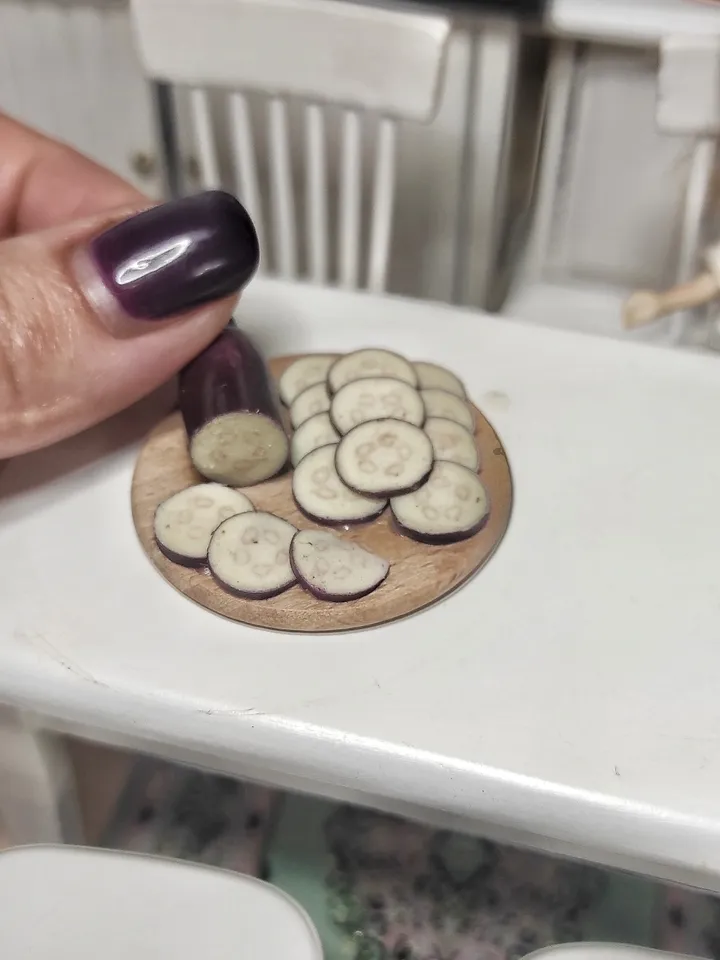 Vegetables for dolls, Little food, polymer clay eggplant, tiny vegetables, miniature, dollhouse decor, mini food