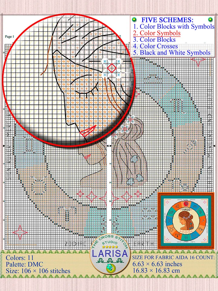 Virgo Cross Stitch Pattern | Virgo Zodiac Sign