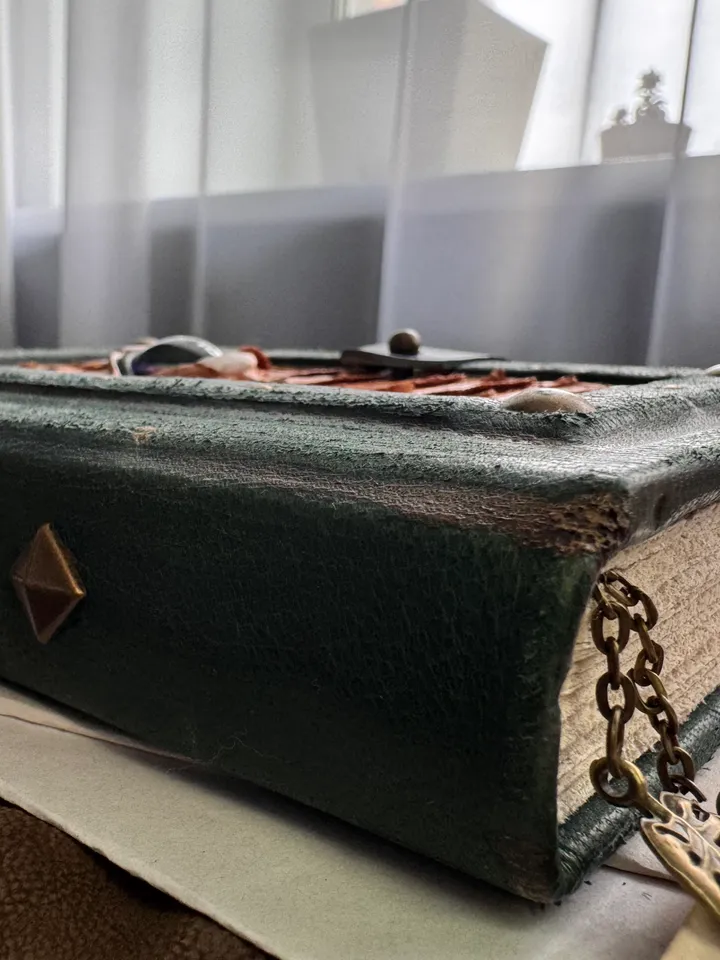 Notebook with an eye made of genuine leather, grimoire, book of shadows.