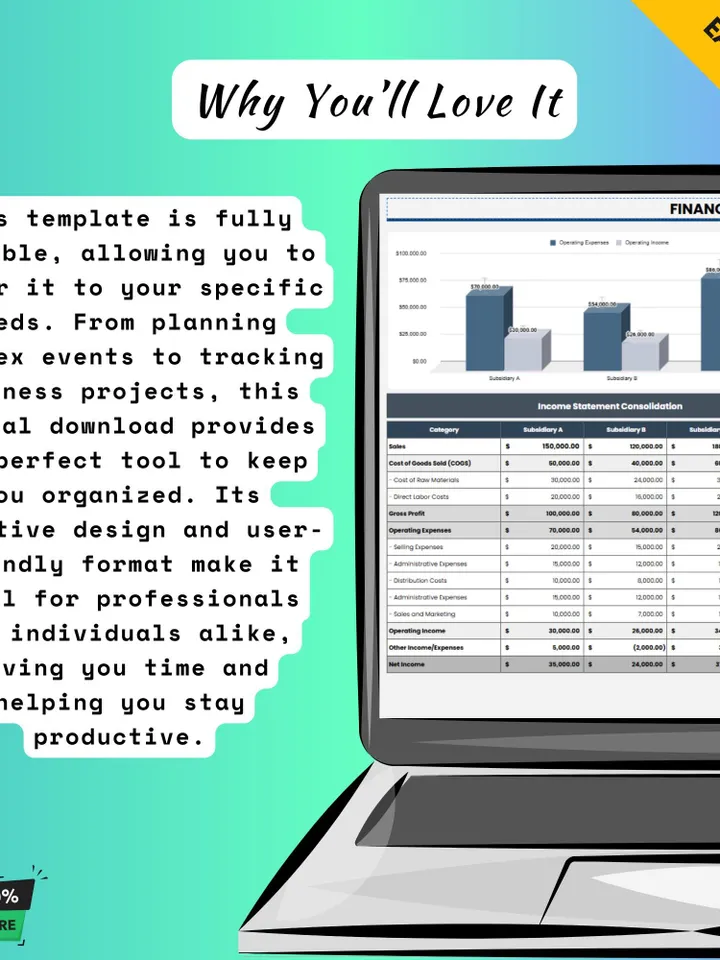 Simple Dashboard Template for Google Sheets, perfect for small business owners, freelancers, and event planners. Digital download