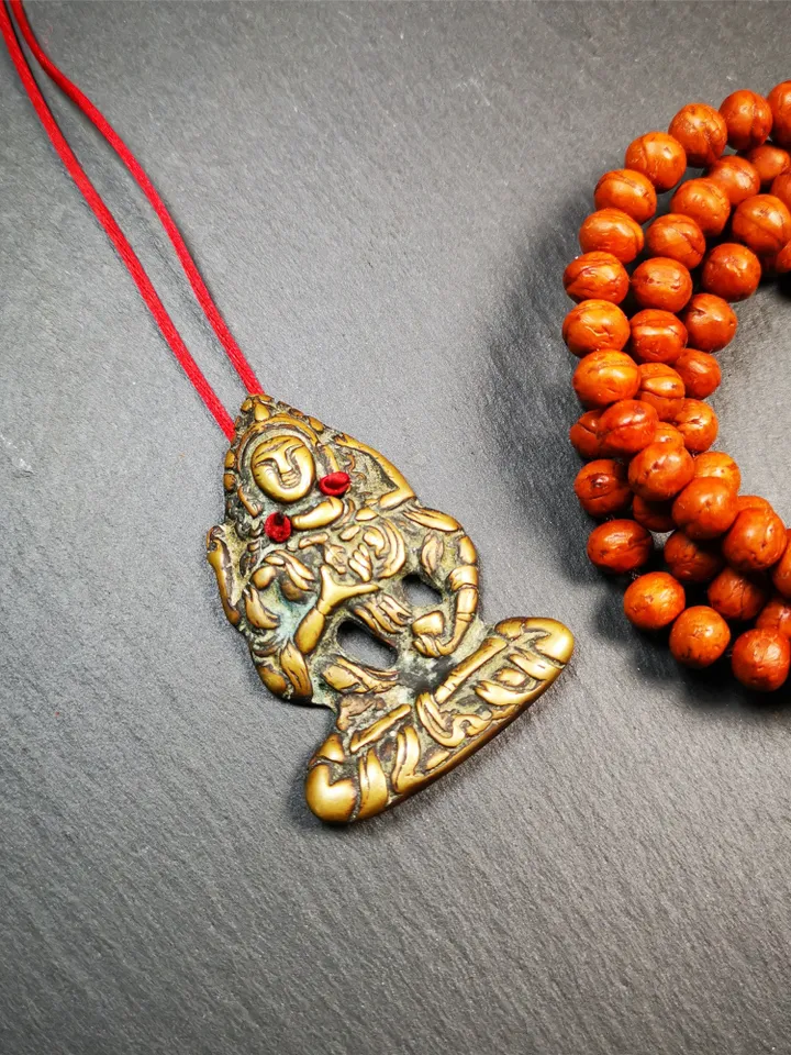 Gandhanra Old Tibetan Buddha Statue Pendant,Vajrasattva,Dorje Sempa,2.24" × 1.57"