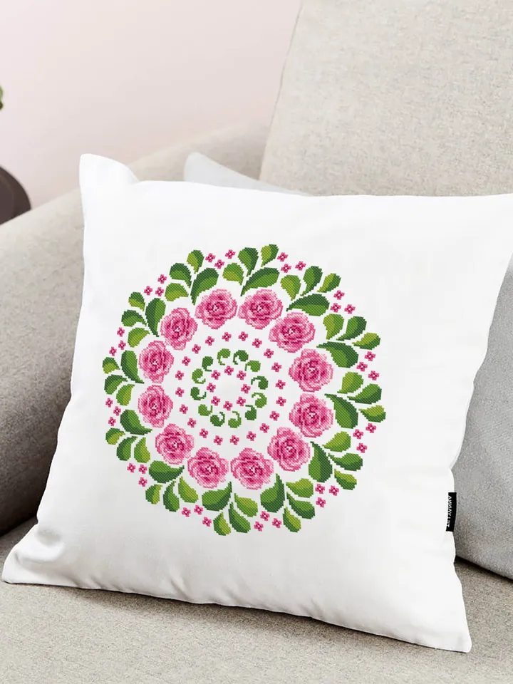Flower mandala cross stitch pattern download PDF Easy mandala pattern digital PDF Rose cross stitch Floral ornament cross stitch chart #M1
