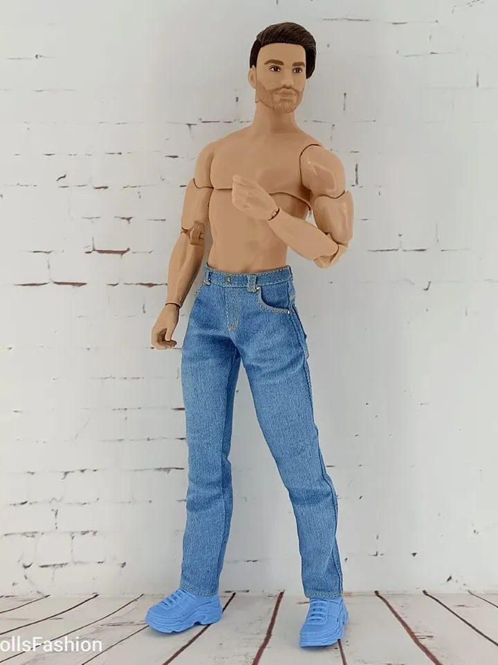 Light blue jeans for Ken with an athletic body type